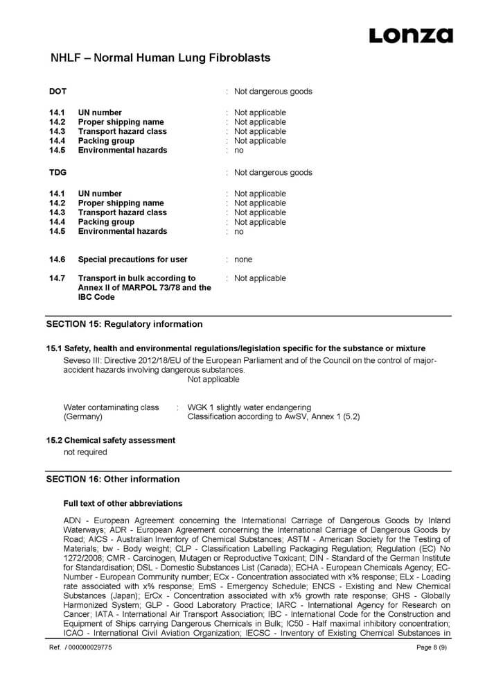 lonza人肺成纤维细胞 lonza人原代细胞 lonza中国一级代理商北京泽平