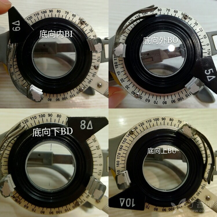 最近在自学斜弱视方面的内容,想问下各位棱镜在试戴架上的放置位置,是