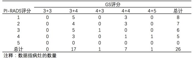 表三 MP-MRI 漏诊的病灶PI-RADS评分与GS评分.png
