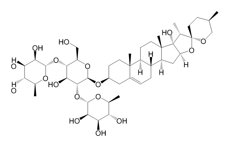 偏诺皂苷元-3β-O-α-L-吡喃鼠李糖基-（1→ 4 )-［O-α-L-吡喃鼠李糖基-( 1→2) ］-O-β-D-吡喃葡萄糖苷（55916-52-4）