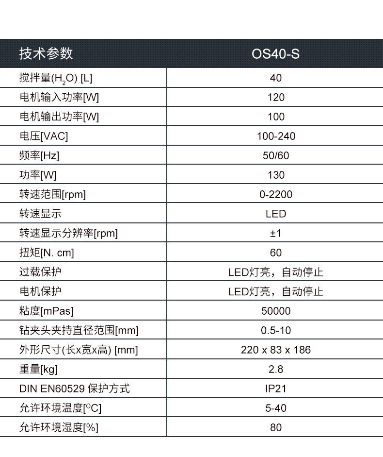 LED数显顶置式强力电子搅拌器OS40-S 最大搅拌力40L