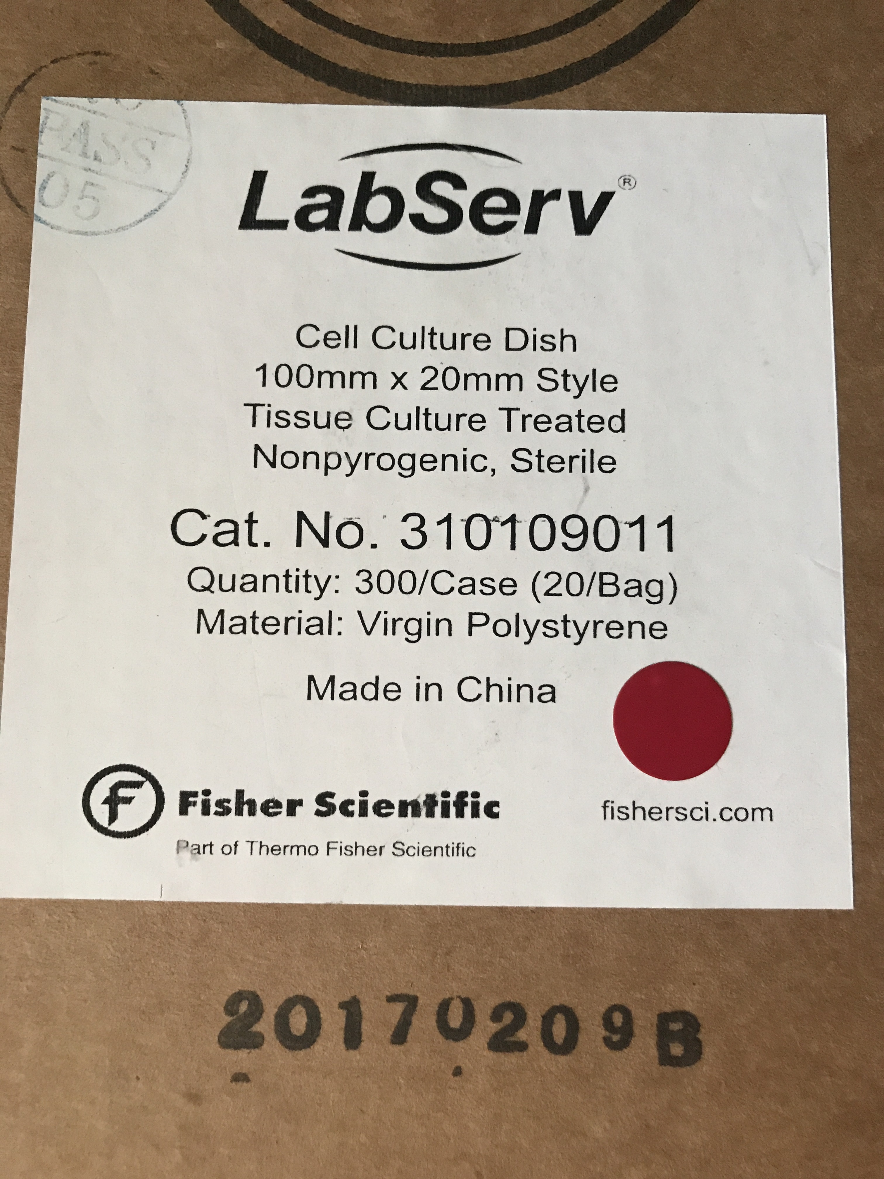 Fisher货号310109011现货100mm细胞培养皿13611631389上海睿安生物