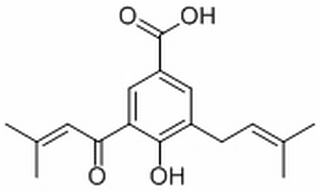 4-Hydroxy-3-(3-methyl-2-butenoyl)-5-(3-methyl-2-butenyl)benzoic acid(155051-85-7)分析标准品,HPLC≥98%