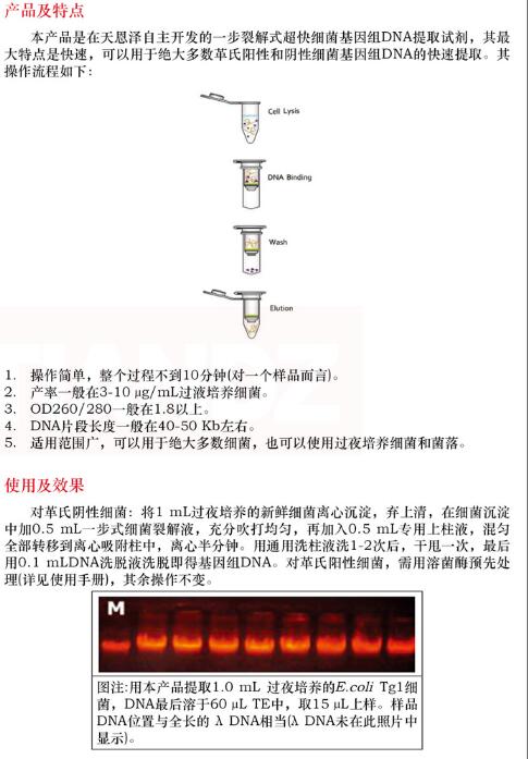 一步式细菌 DNAout50 次说明书
