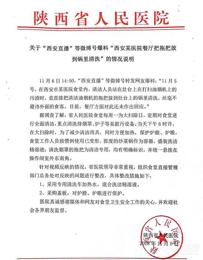 医院餐厅用拖把清洗灶具 网友太逗:不干不净吃了没病