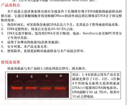 非冻型血液 DNA 保存液100mL说明书