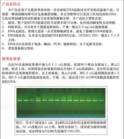 一步法 96 孔板质粒 DNAout( 离心法 )1次保存