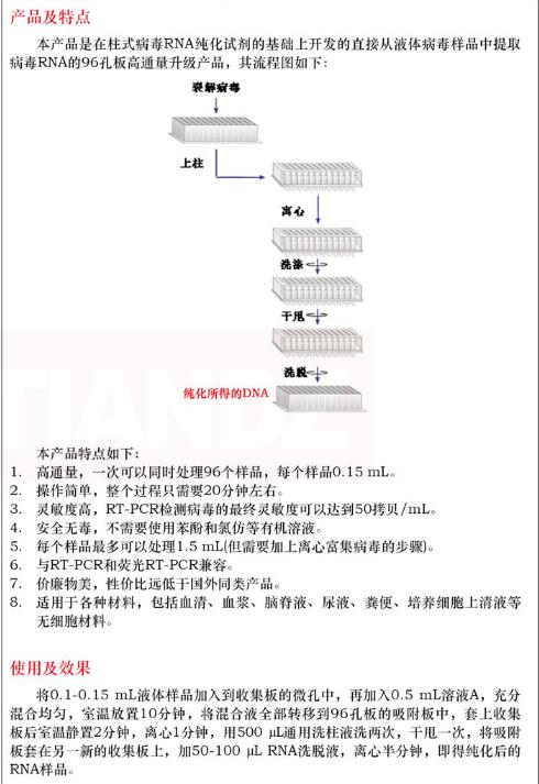 96 孔板病毒 RNAout( 真空法 )1次品牌
