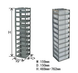 美国精骐存放100孔带铰链塑料样品盒的卧式冰箱分隔架- CFHT-8