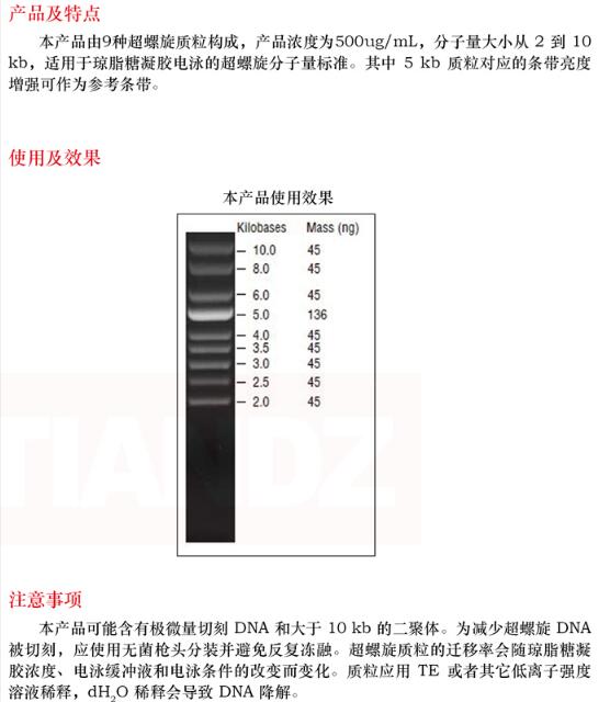 超螺旋 DNA 分子量标准100uL多少钱