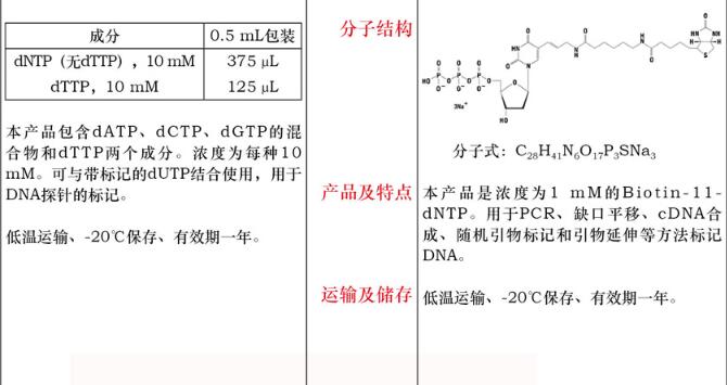 dNTP 溶液 ( 标记专用 )0.5mL品牌