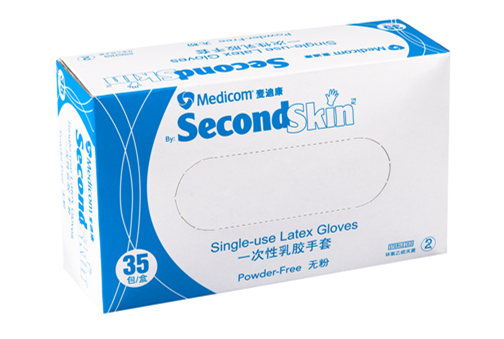 Second Skin® 乳胶手套，无粉（灭菌型）