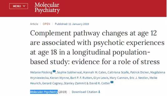 Molecular Psychiatry发表的文章 Molecular Psychiatry发表的文章
