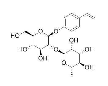 Ptelatoside B 4-乙烯基苯基2-O-(6-去氧-ALPHA-L-吡喃甘露糖)-BETA-D-吡喃葡萄糖苷 CAS:90852-99-6