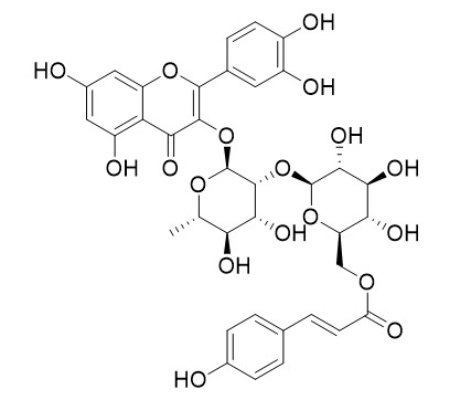 Quercetin 3-O-beta-(6''-p-coumaroyl)glucopyranosyl(1->2)-alpha-L-rhamnopyranoside 槲皮素-3-鼠李糖-(6''-对羟基反式桂皮酰)葡萄糖甙 CAS:143061-65-8