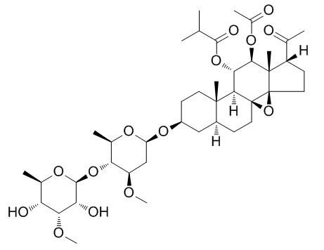 3-O-beta-Allopyranosyl-(1-4)-beta-oleandropyranosyl-11-O-isobutyryl-12-O-acetyltenacigenin B 11-O-异丁酰基-12-O-乙酰基通关藤苷元B-3-O-茯苓二糖苷 CAS:1260252-18-3