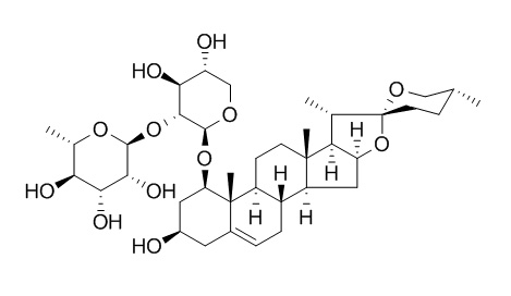 (1beta,3beta,25S)-3-Hydroxyspirost-5-en-1-yl 2-O-(6-deoxy-alpha-L-mannopyranosyl)-beta-D-xylopyranoside 25(S)-鲁斯可皂苷元-1-O-α-L-吡喃鼠李糖基-(1→2)-β-D-吡喃木糖苷 CAS:125225-63-0