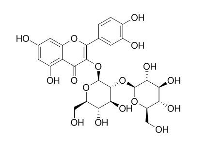 Quercetin-3-O-sophoroside 白麻苷,槲皮素-3-O-槐糖苷,CAS:18609-17-1