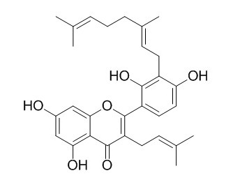 3'-Geranyl-3-prenyl-2',4',5,7-tetrahydroxyflavone 3'-牻牛儿基-3-异戊烯基-5,7,2',4'-四羟基黄酮 CAS:1334309-44-2