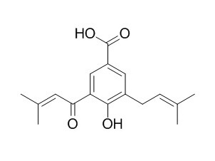 4-Hydroxy-3-(3-methyl-2-butenoyl)-5-(3-methyl-2-butenyl)benzoic acid 4-羟基-3-(3-甲基-2-丁酰基) CAS:155051-85-7