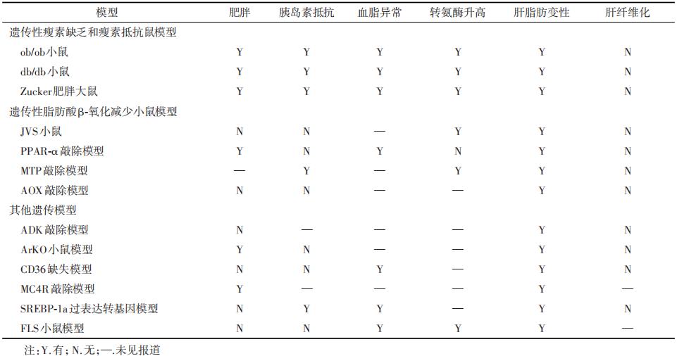 非酒精性脂肪性肝病动物模型简述
