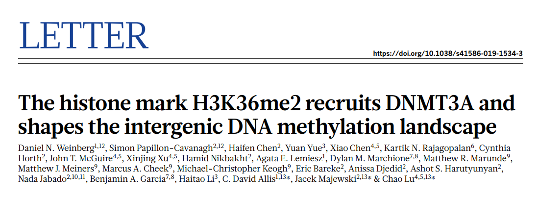 组蛋白修饰调控DNA甲基化？跟着Nature学起来~