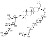 261767-91-33-O-D-葡萄糖(1→3)-L-鼠李糖(1→2)-L-阿拉伯糖- 齐墩果酸–28-O-鼠李糖(1→4)葡萄糖(1→6)葡萄糖苷