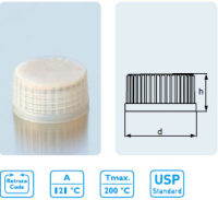 PREMIUM 螺旋盖 TpCh260¹ 倾倒环 ( 类似于PFA) 配PTFE¹ 涂层的硅