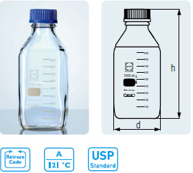 DURAN® 方形瓶,GL 45 口径,DIN 螺纹