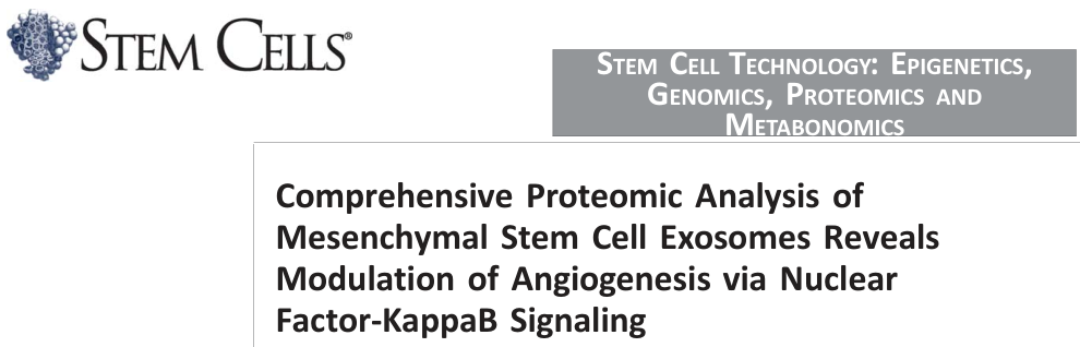 蛋白质组学分析间充质干细胞外泌体揭示通过NFkB信号通路调节血管生成