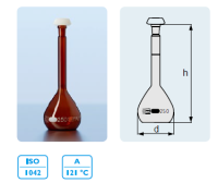 DURAN 容量瓶, 棕色A 级, 白色刻度线