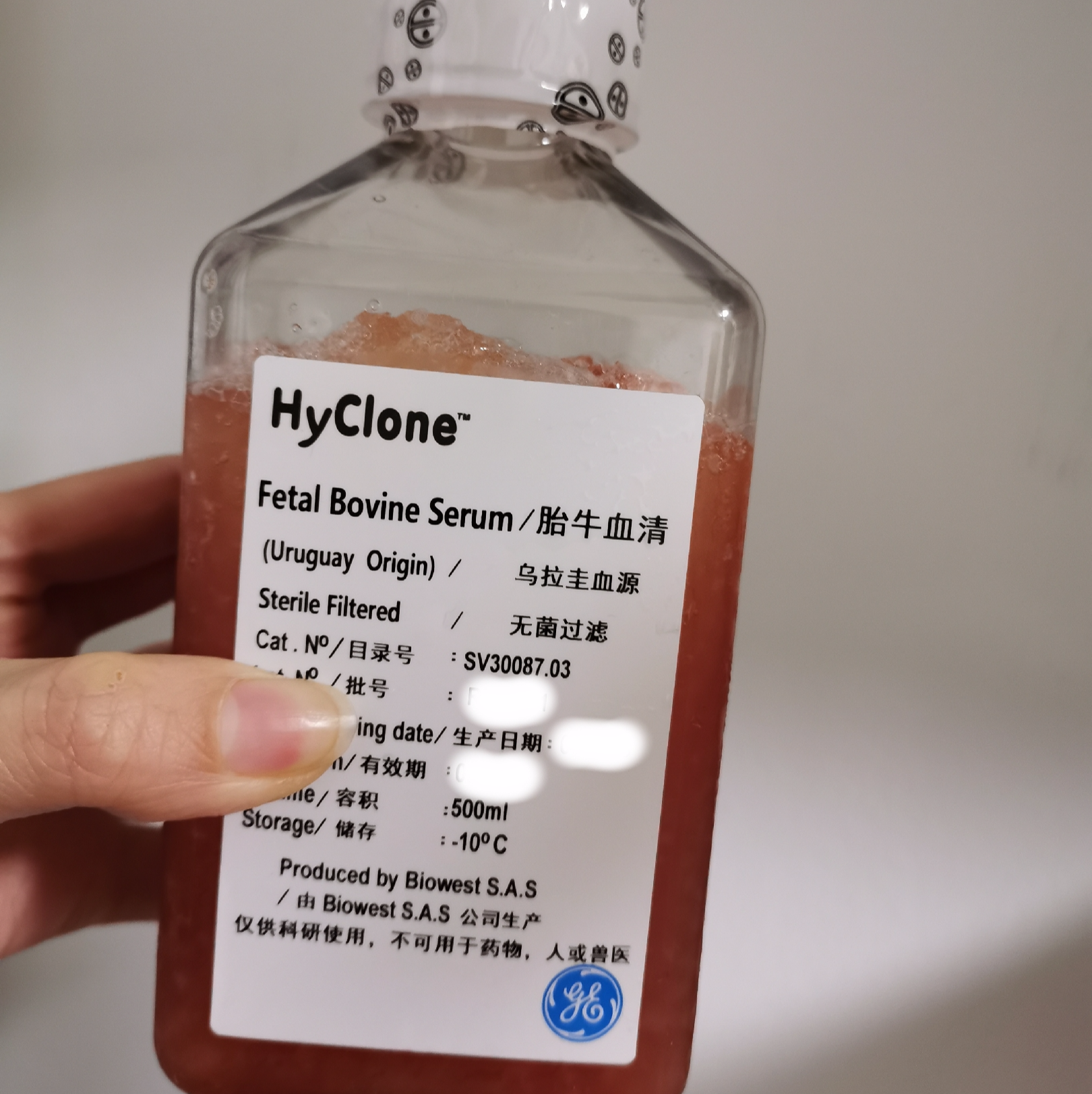Hyclone胚胎干细胞专用胎牛血清SH30406.02E