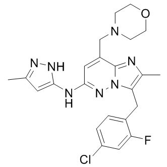 1229236-86-5/ 3-[(4-氯-2-苯基)甲基]-2-甲基-N-(5-甲基-1H-吡唑-3-基)-8-(4-吗啉甲基)咪唑并[1,2-b]哒嗪-6-胺 .≥98%
