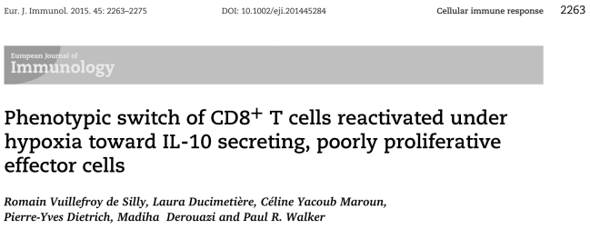 Ruskinn低氧工作站细胞免疫治疗领域研究——低氧条件下CD8+T细胞向分泌IL-10、增殖能力差的效应细胞的表型转换