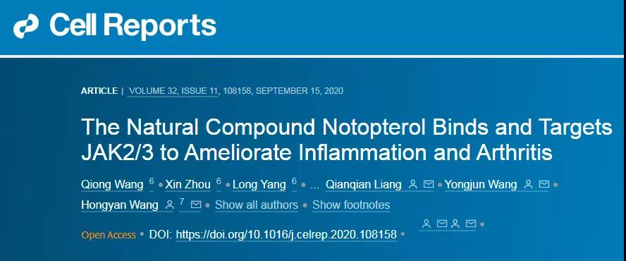 中药单体分子作用新发现！可有效治疗类风湿性关节炎
