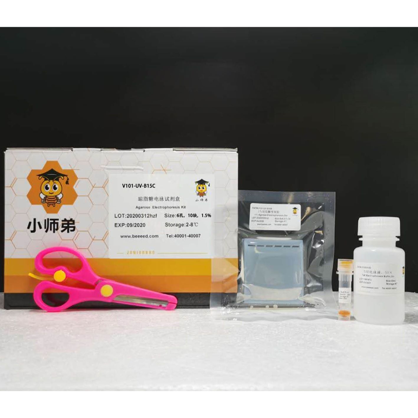 小师弟 6孔琼脂糖电泳试剂盒（1.5%高压超快）V101-UV-B15C