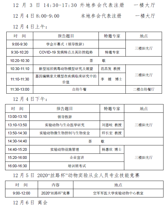 2020年陕西省实验动物从业人员培训班暨第五届陕西省实验动物科学年会