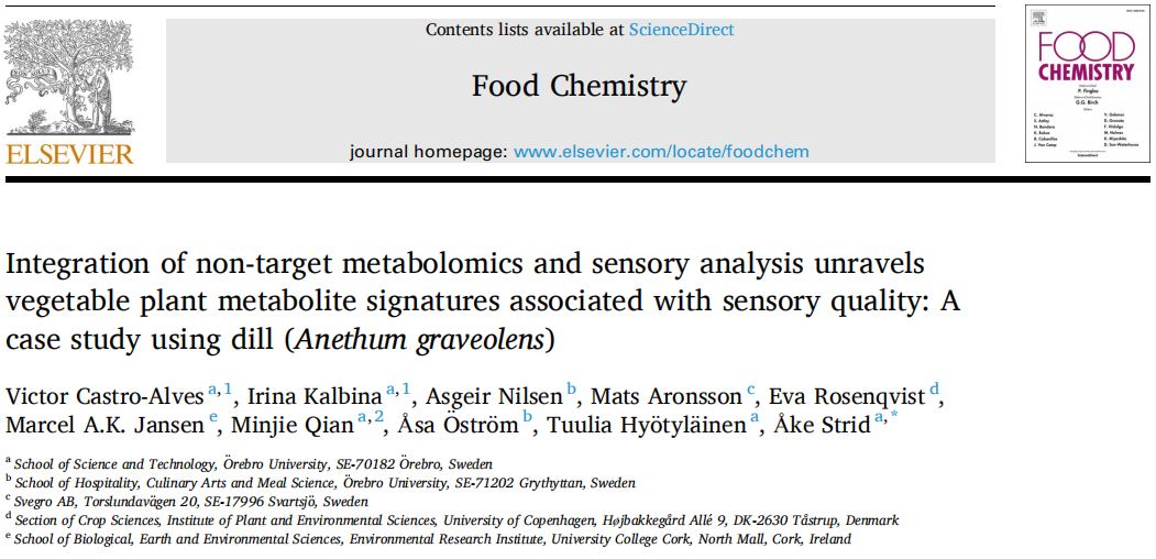 文献分享 | 非靶代谢组学联合感官分析展现与感官品质相关的植物代谢特征