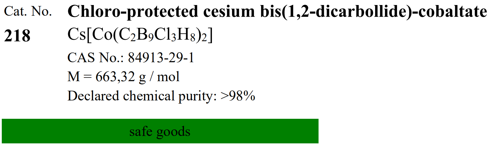 Katchem硼化学(CAS#84913-29-1, CAT