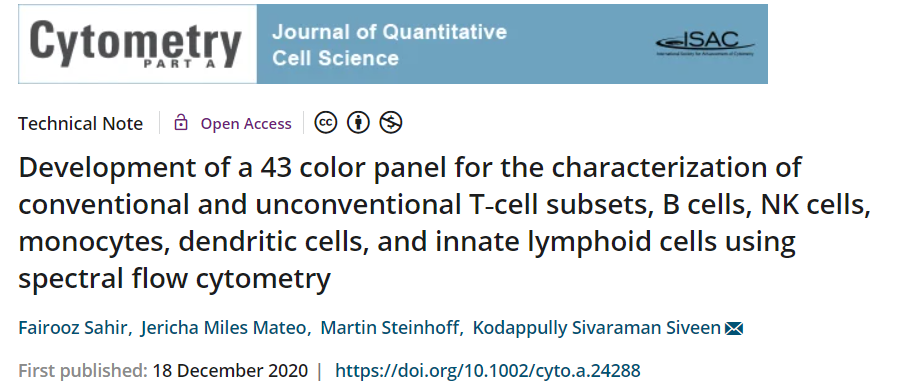 Cytek用户发表43色免疫表型分析方案，光谱流式多色应用再上台阶！