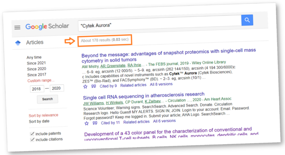 文章数量增长迅猛，Cytek新增搜索功能，可快速锁定目标研究领域
