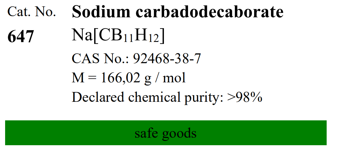 Katchem硼化学(CAS#92468-38-7, CAT
