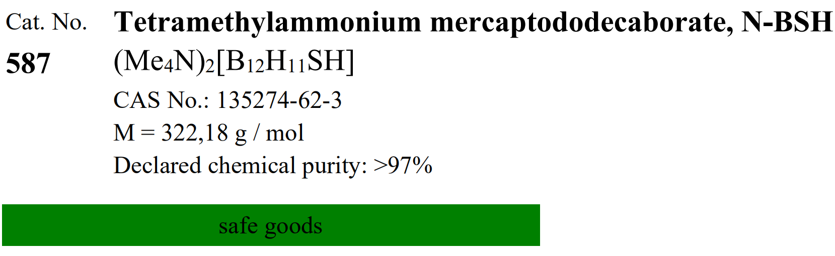 Katchem硼化学(CAS#135274-62-3, CA