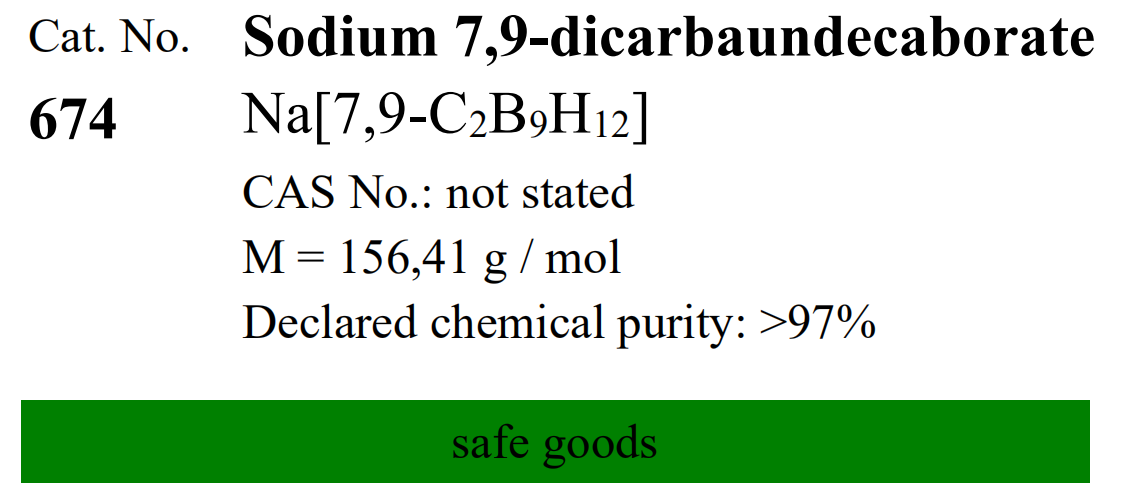 Katchem硼化学(CAT#674)Sodium 7,9-