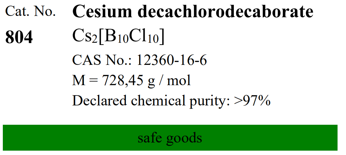 Katchem硼化学(CAS#12360-16-6, CAT
