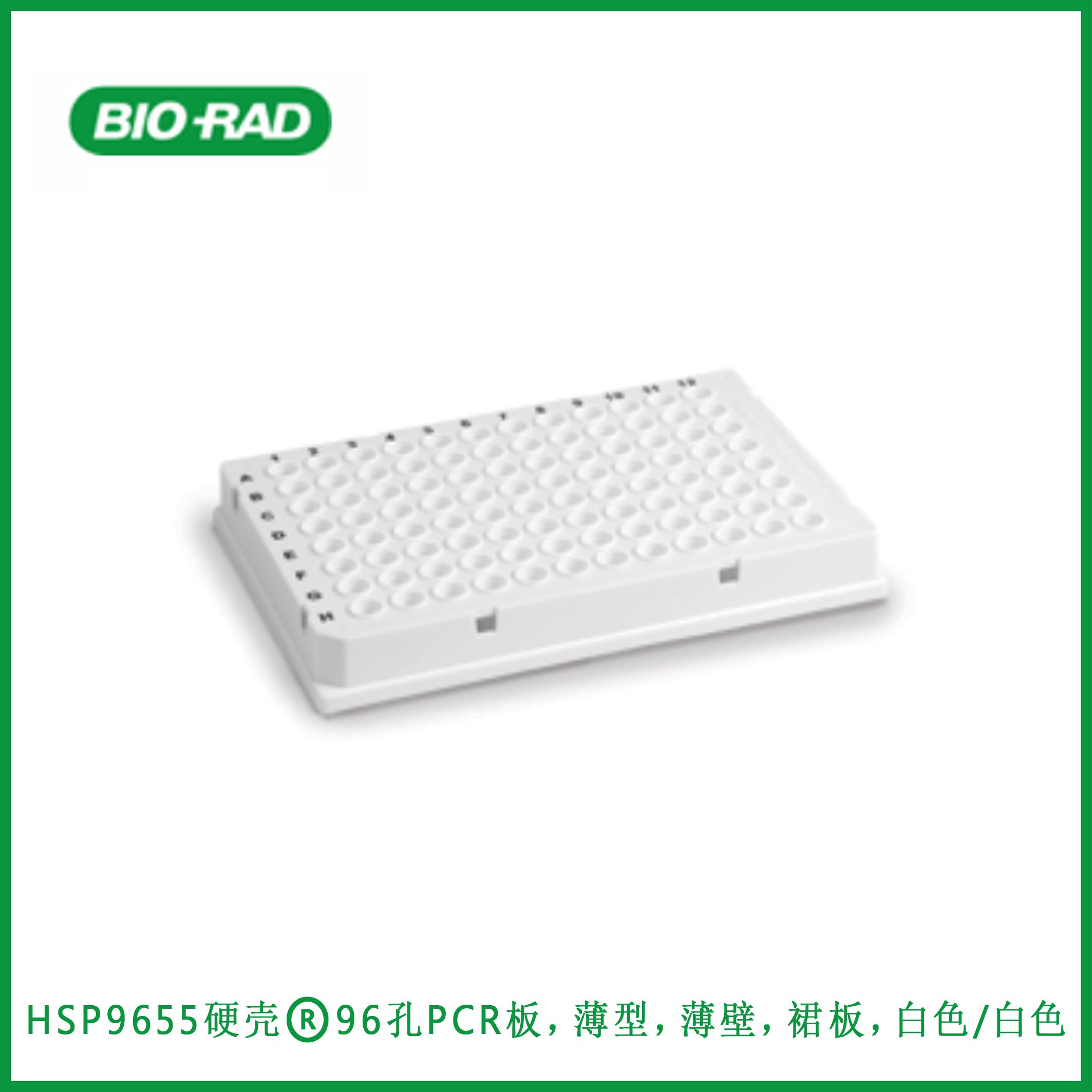 伯乐Bio-RadHSP9655 Hard-Shell® 96-Well PCR Plates, low profile, thin wall, skirted, white/white，硬壳®96孔PCR板，薄型，薄壁，裙板，白色/白色,现货