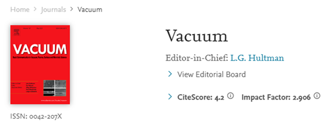 【热刊周评】审稿快、易接收、影响因子2.9分的老牌期刊Vacuum，快来了解一下