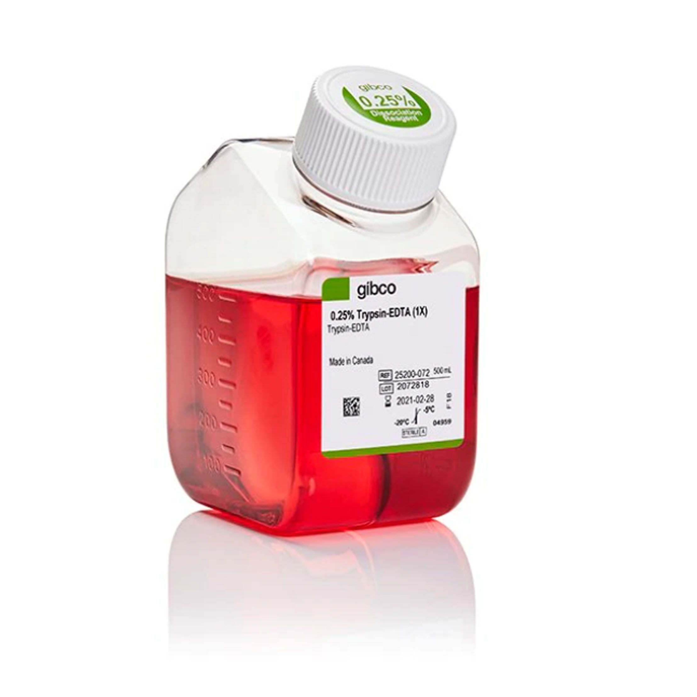 胰酶0.25% Trypsin-EDTA,含酚红,猪胰酶,500ml Thermo 25200072 现货