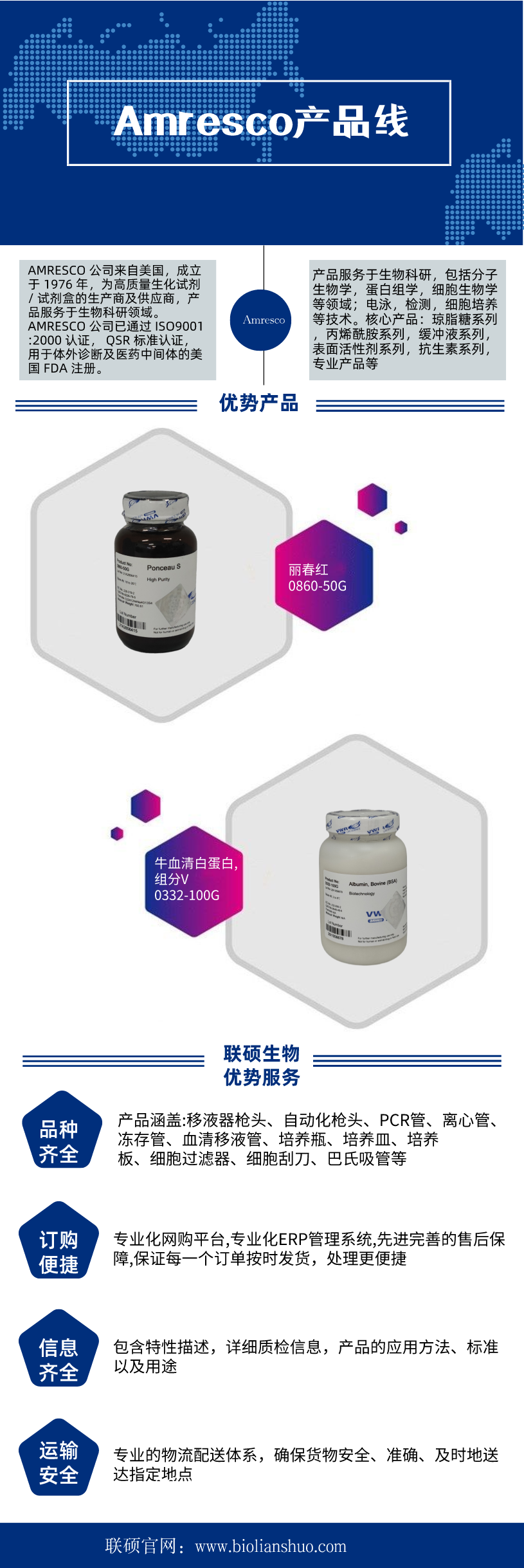 代理：Amresco全线产品，部分备有现货，欢迎来电咨询！