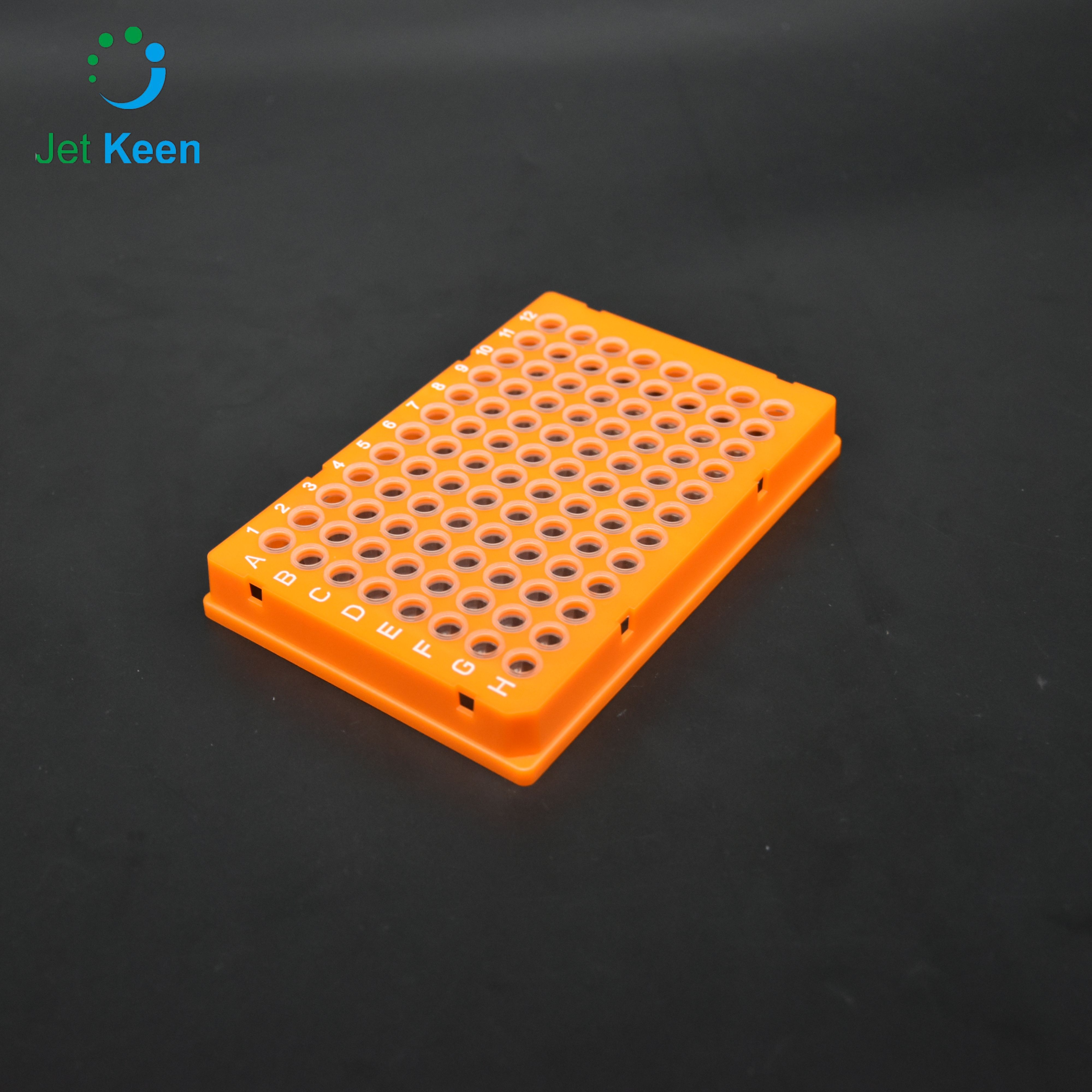96孔 伯樂PCR板 全裙邊 橙色框 透明管